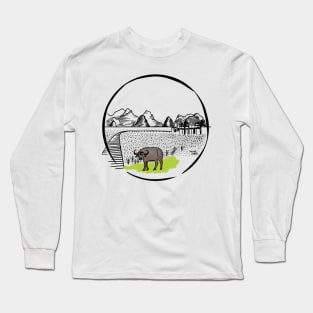 Laos - Waterbuffalo in a rice field Long Sleeve T-Shirt